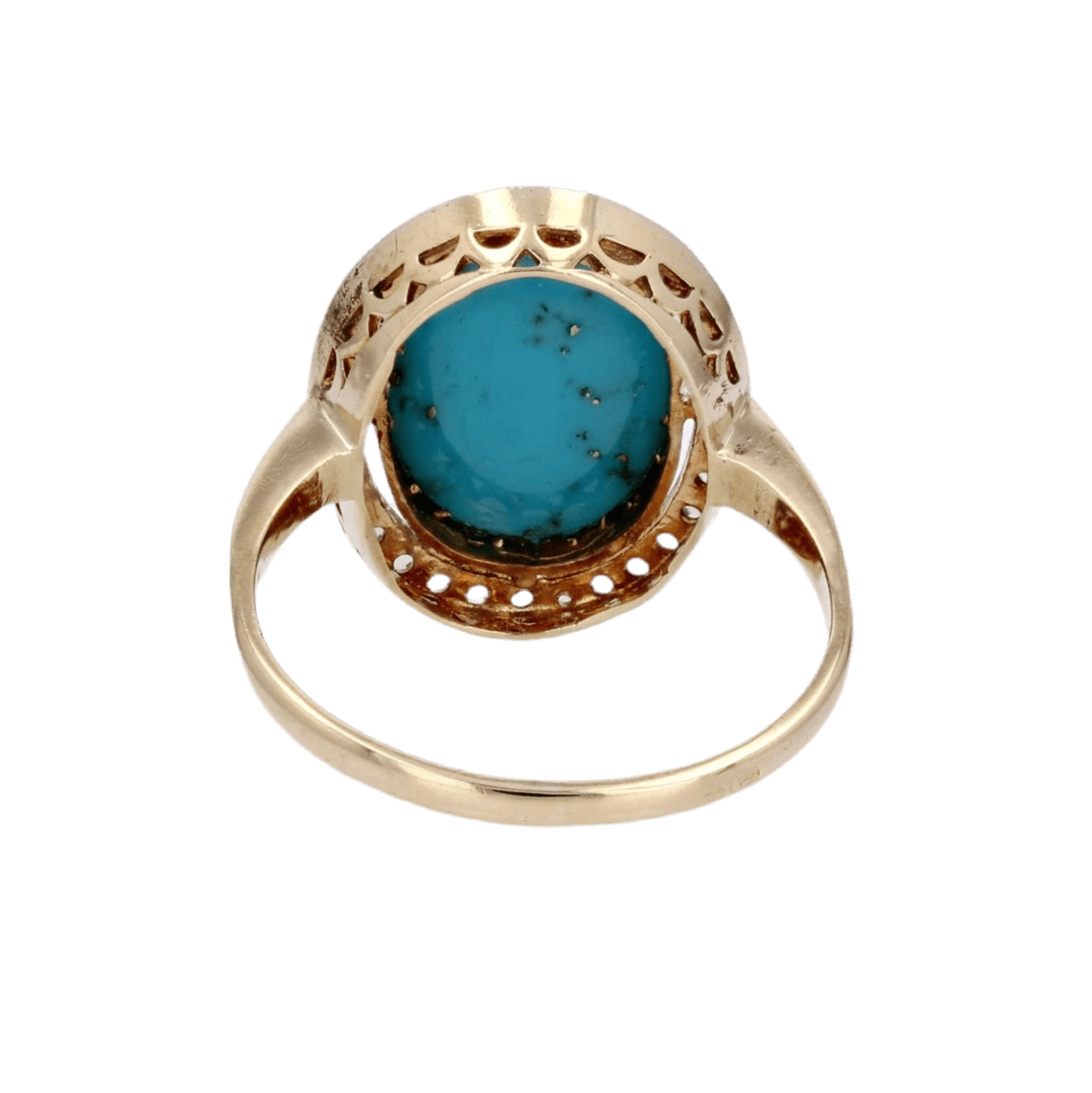 Bague Entourage en or jaune, platine, turquoise et diamants - Castafiore