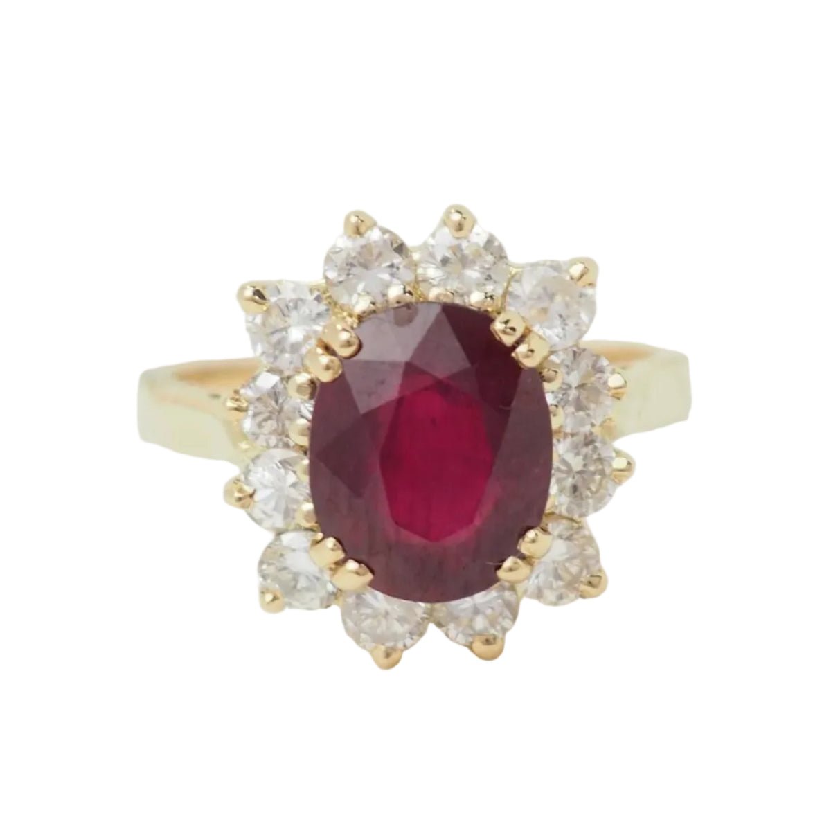 Bague Entourage en or jaune, rubis et diamants - Castafiore