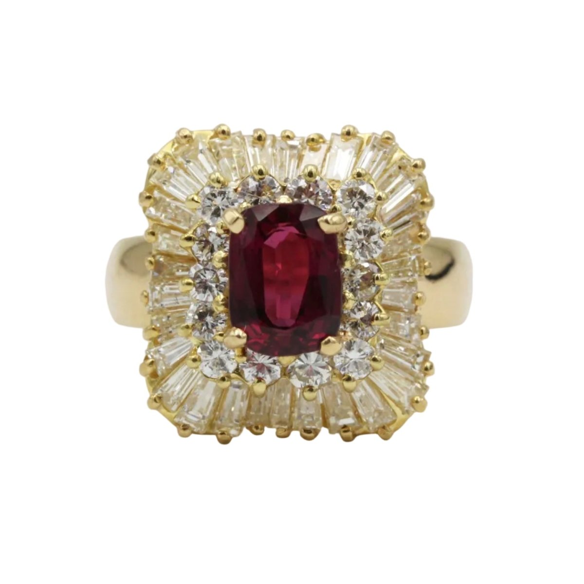 Bague Entourage en or jaune, rubis et diamants - Castafiore