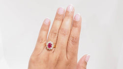 Bague Entourage en or jaune rubis et diamants - Castafiore