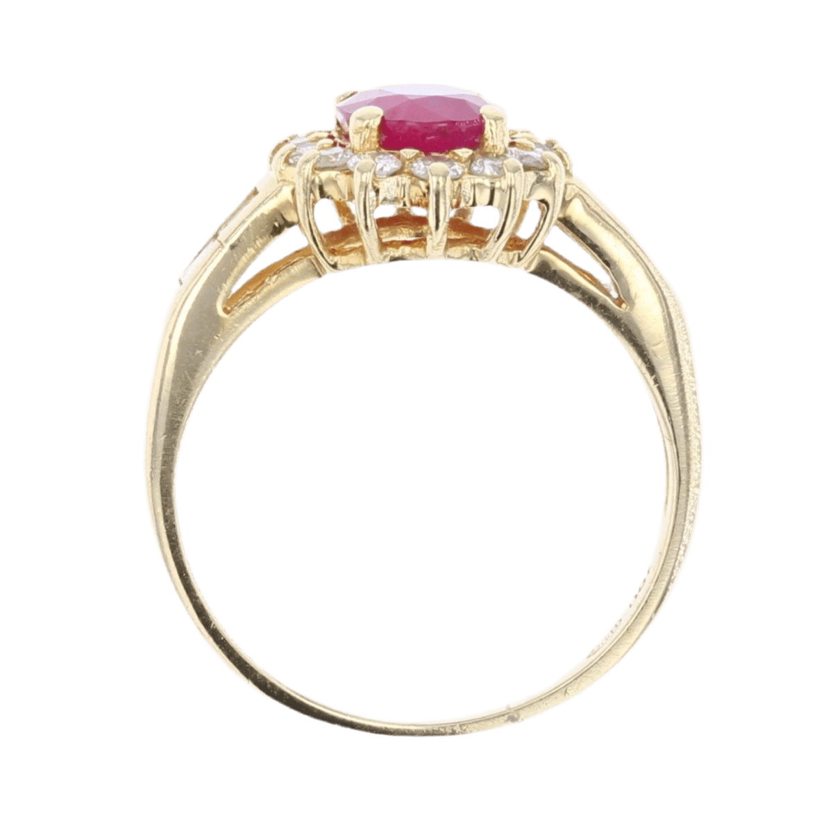 Bague Entourage en or jaune, rubis et diamants - Castafiore