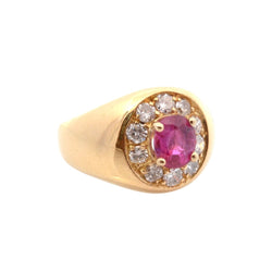 Bague Entourage en or jaune, rubis et diamants - Castafiore