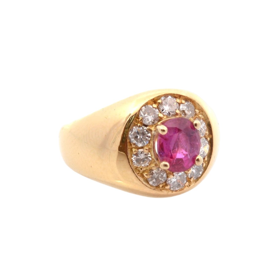 Bague Entourage en or jaune, rubis et diamants - Castafiore