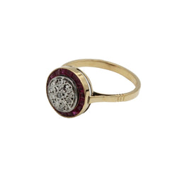 Bague Entourage en or jaune, rubis et diamants - Castafiore