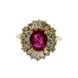 Bague Entourage en or jaune, rubis et diamants - Castafiore
