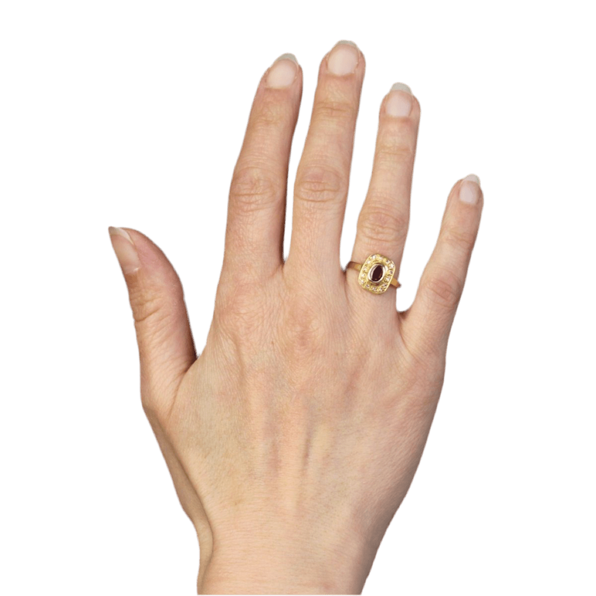 Bague Entourage en or jaune, rubis et diamants - Castafiore