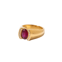 Bague Entourage en or jaune, rubis et diamants - Castafiore