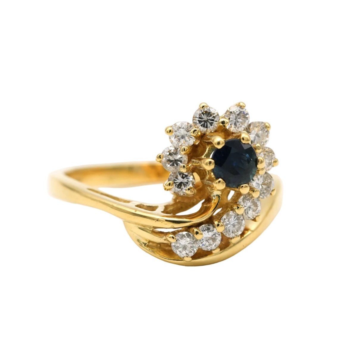 Bague Entourage en or jaune, saphir et diamants - Castafiore