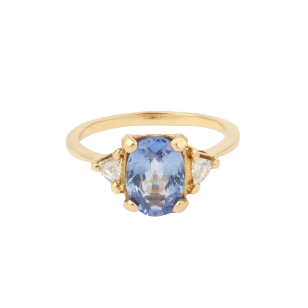 Bague Entourage en or jaune, saphir et diamants - Castafiore