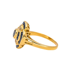 Bague Entourage en or jaune, saphir et diamants - Castafiore