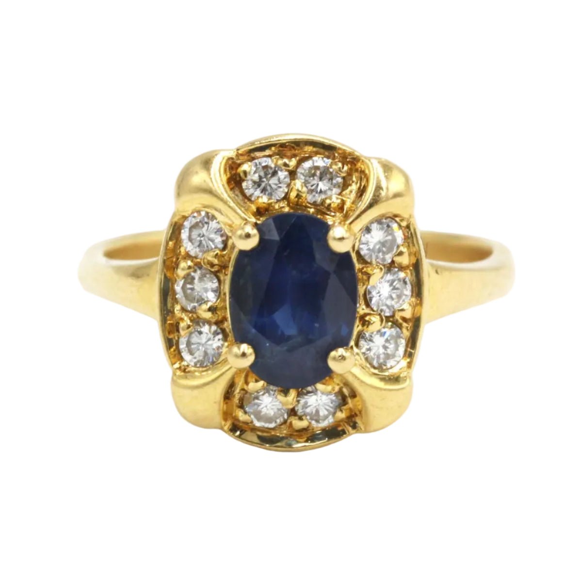 Bague Entourage en or jaune, saphir et diamants - Castafiore