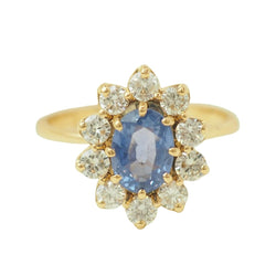 Bague Entourage en or jaune, saphir et diamants - Castafiore