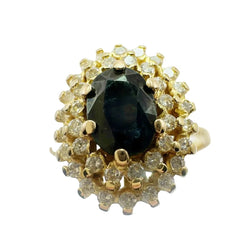 Bague Entourage en or jaune, saphir et diamants - Castafiore