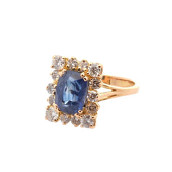 Bague Entourage en or jaune, saphir et diamants - Castafiore