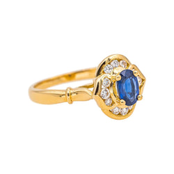Bague Entourage en or jaune, saphir et diamants - Castafiore