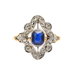 Bague Entourage en or jaune, saphir et diamants - Castafiore