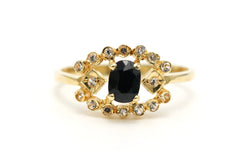 Bague Entourage en or jaune, saphir et diamants - Castafiore