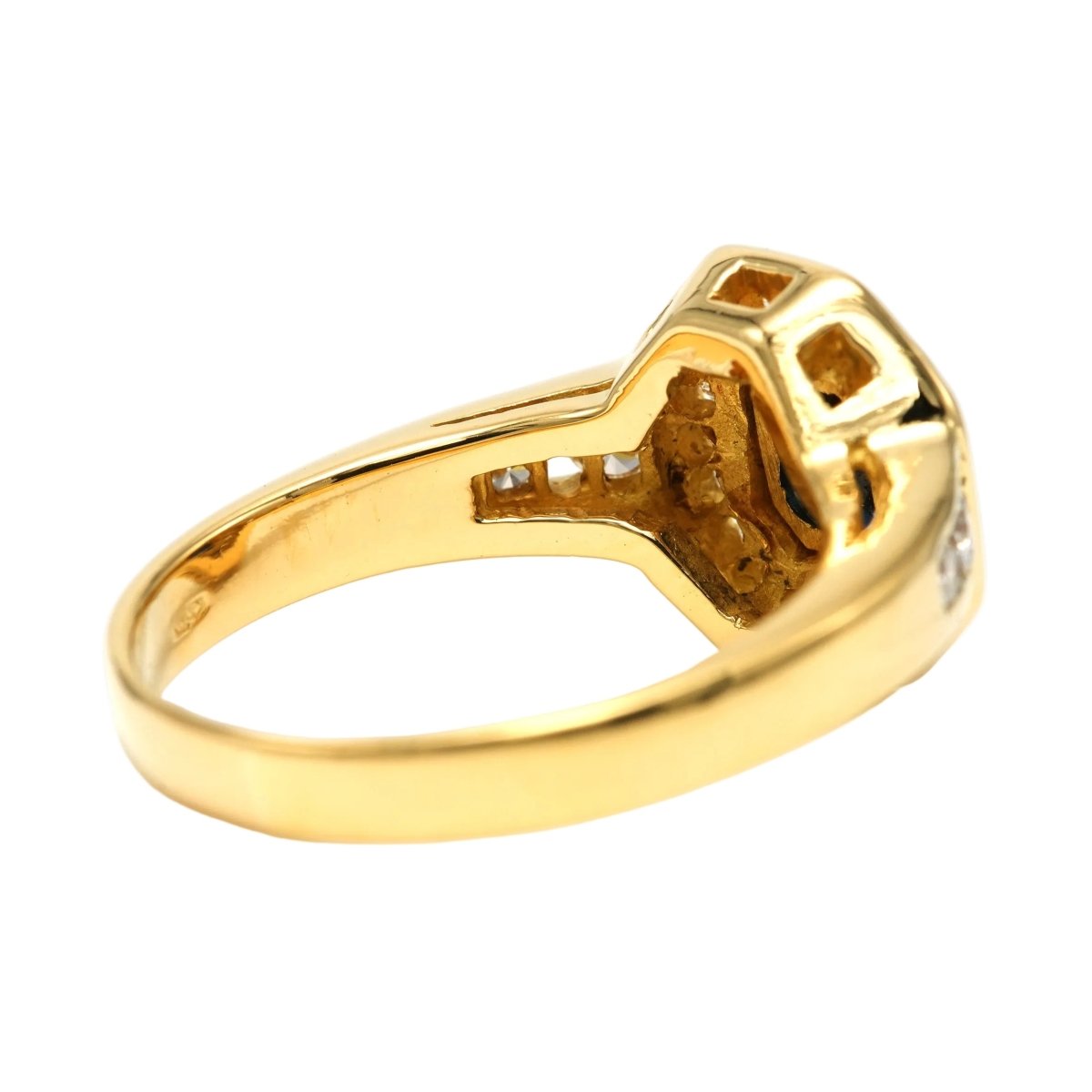 Bague Entourage en or jaune, saphir et diamants - Castafiore