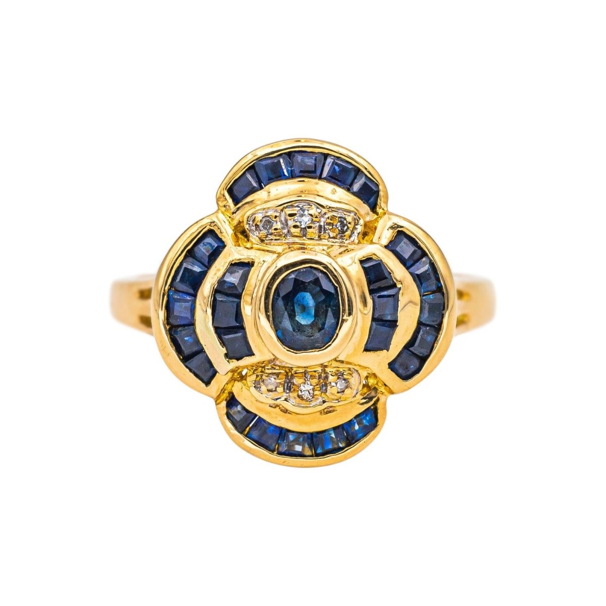 Bague Entourage en or jaune, saphir et diamants - Castafiore