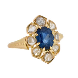 Bague Entourage en or jaune, saphir et diamants - Castafiore