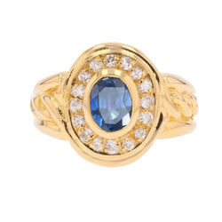 Bague Entourage en or jaune, saphir et diamants - Castafiore