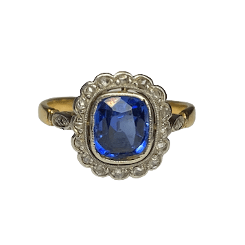 Bague Entourage en or jaune, saphir et diamants - Castafiore