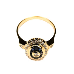 Bague Entourage en or jaune, saphirs et diamants - Castafiore