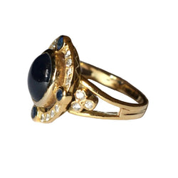 Bague Entourage en or jaune, saphirs et diamants - Castafiore