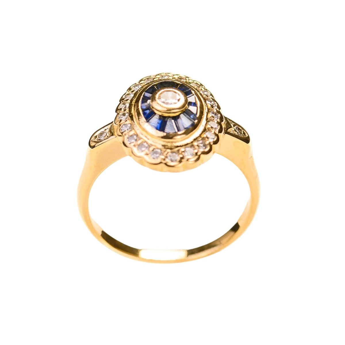 Bague Entourage en or jaune, saphirs et diamants - Castafiore