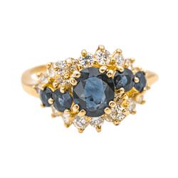 Bague Entourage en or jaune, saphirs et diamants - Castafiore