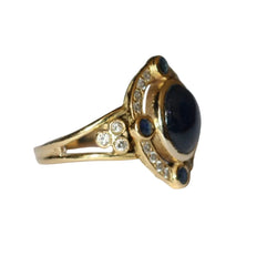 Bague Entourage en or jaune, saphirs et diamants - Castafiore