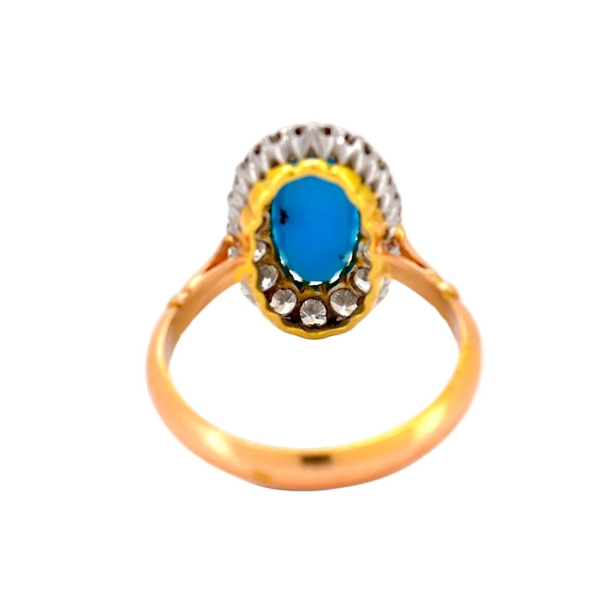 Bague Entourage en or jaune, turquoise et diamants - Castafiore