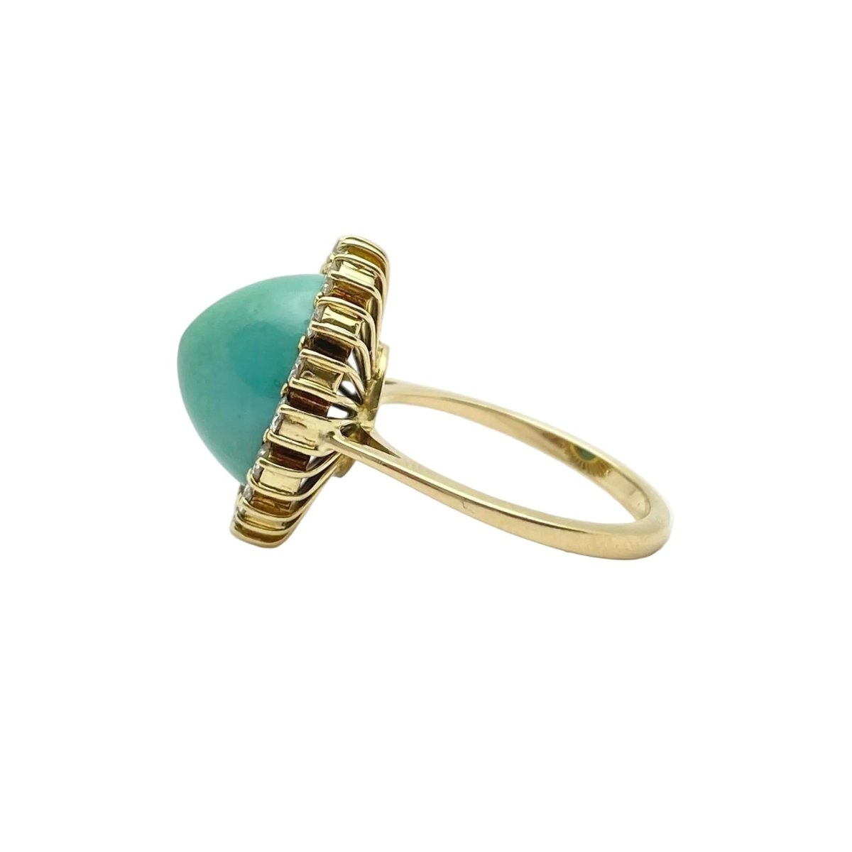 Bague Entourage en or jaune, turquoise et diamants - Castafiore