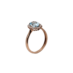 Bague Entourage en or rose et topaze - Castafiore
