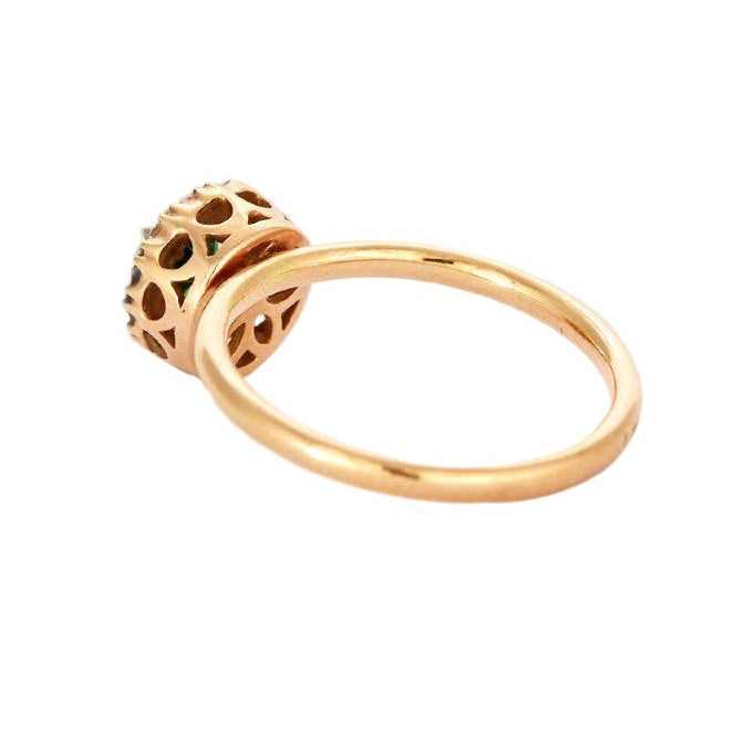 Bague Entourage en or rose, grenat, et diamants - Castafiore