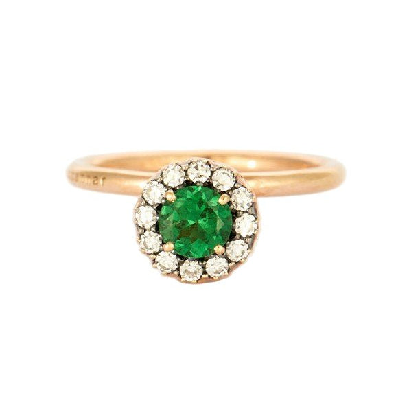 Bague Entourage en or rose, grenat, et diamants - Castafiore