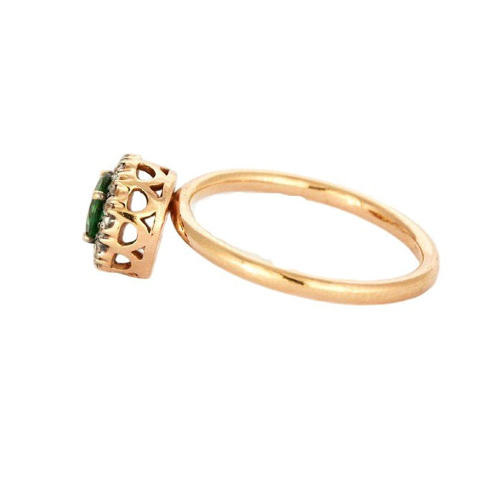 Bague Entourage en or rose, grenat, et diamants - Castafiore