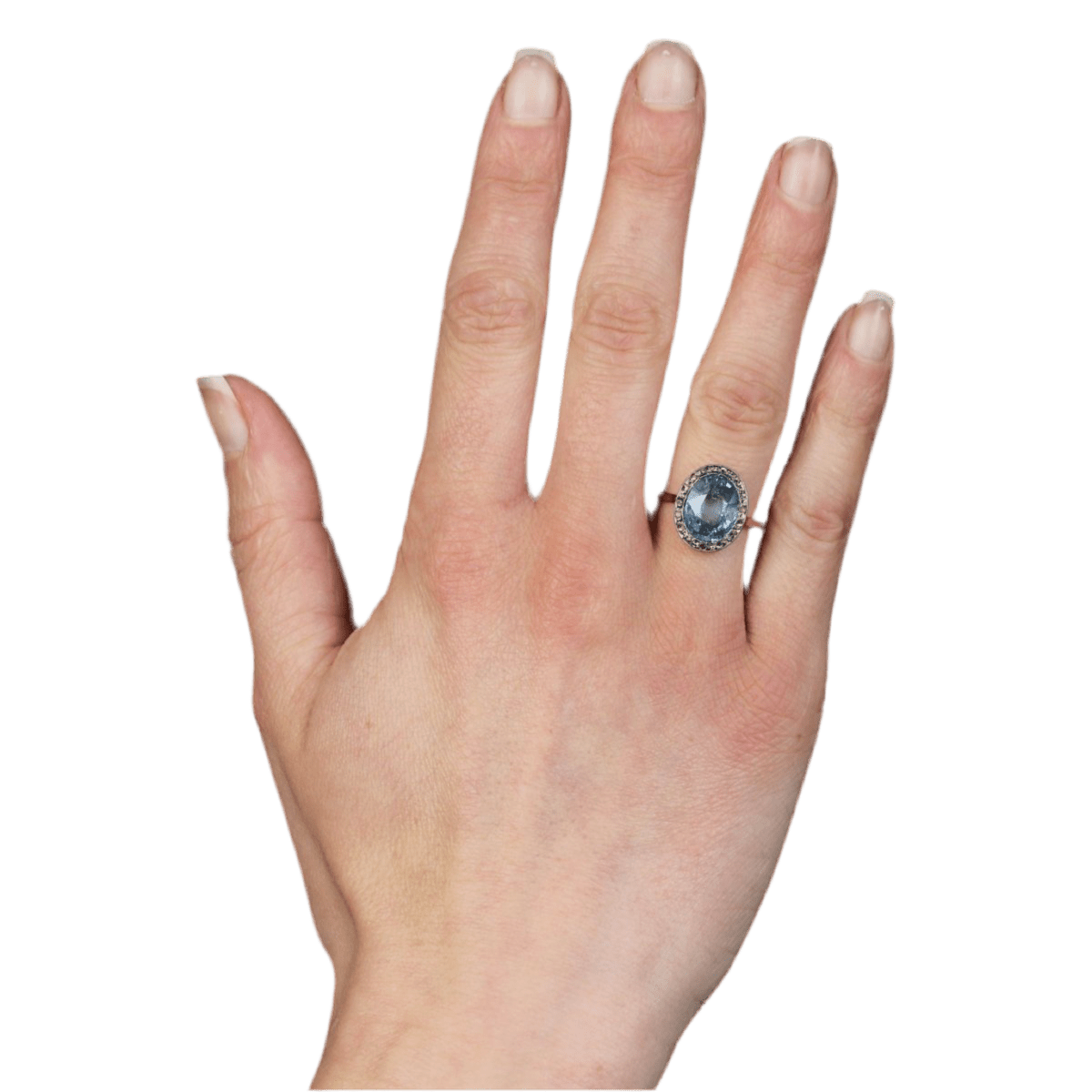 Bague Entourage en or rose, platine, saphir et diamants - Castafiore