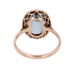 Bague Entourage en or rose, platine, saphir et diamants - Castafiore