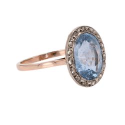 Bague Entourage en or rose, platine, saphir et diamants - Castafiore