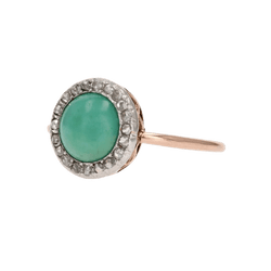 Bague Entourage en or rose, platine, turquoise et diamants - Castafiore