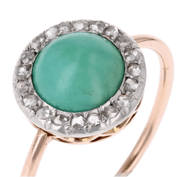 Bague Entourage en or rose, platine, turquoise et diamants - Castafiore