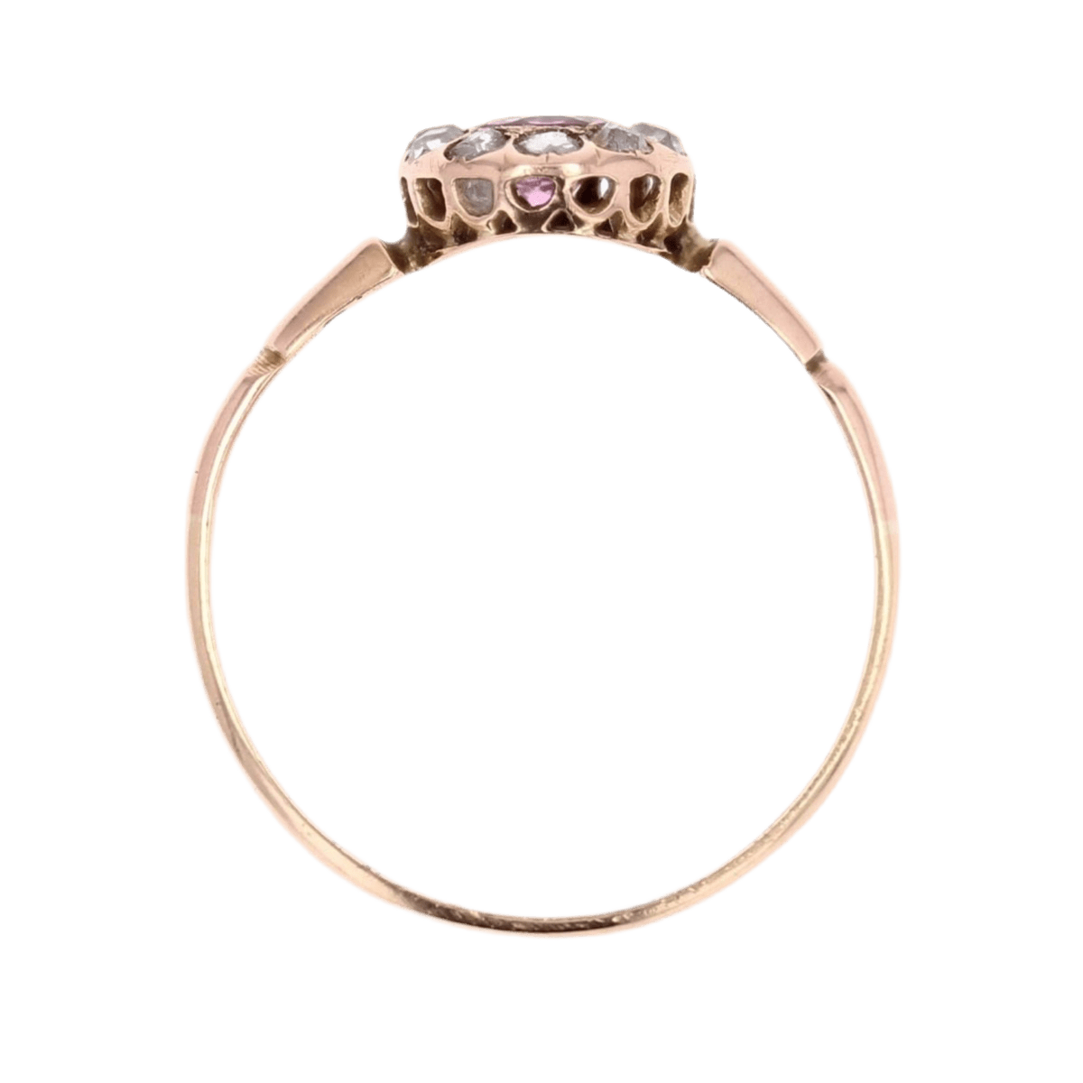 Bague Entourage en or rose, saphir et diamants - Castafiore
