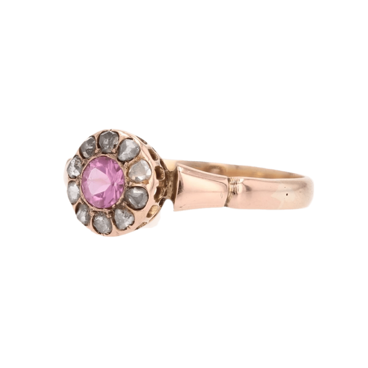 Bague Entourage en or rose, saphir et diamants - Castafiore