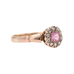 Bague Entourage en or rose, saphir et diamants - Castafiore