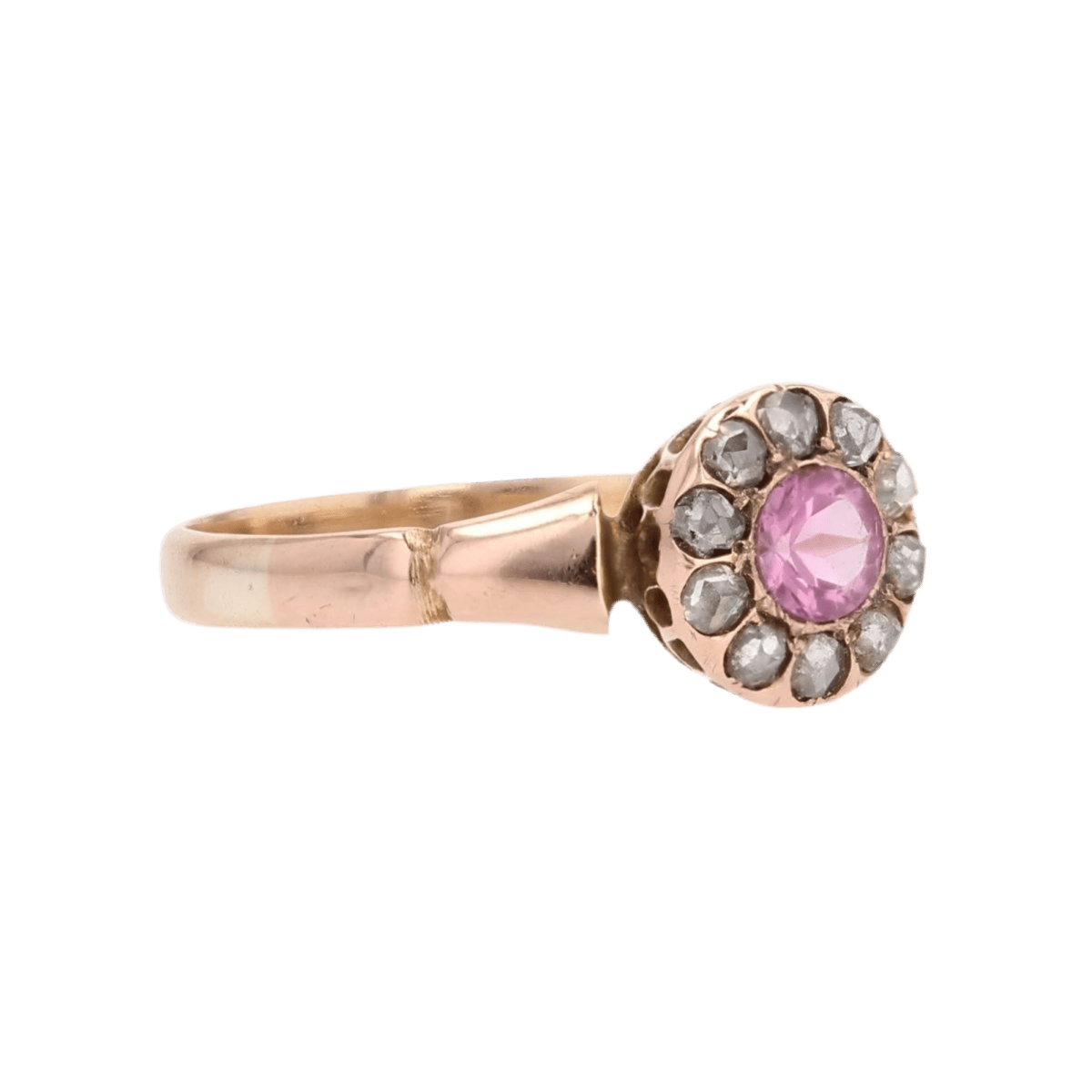 Bague Entourage en or rose, saphir et diamants - Castafiore