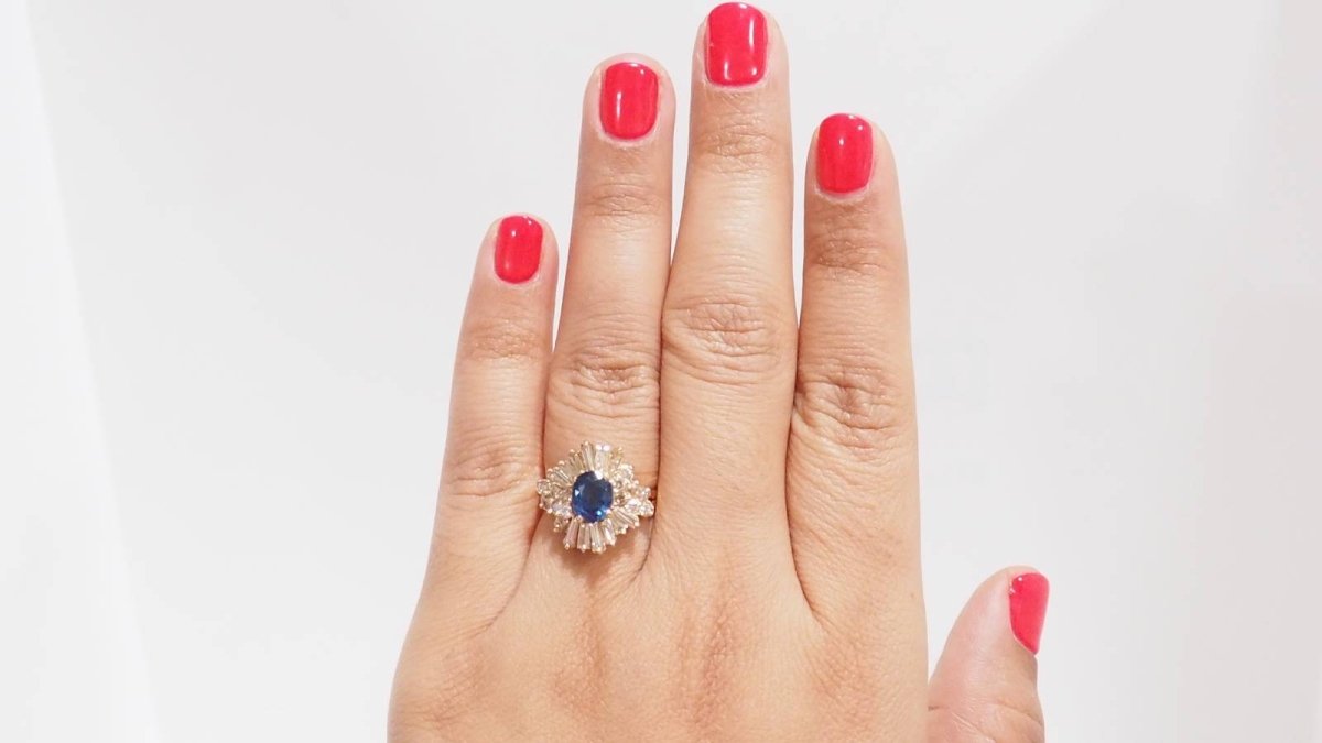 Bague Entourage en or rose saphir et diamants - Castafiore