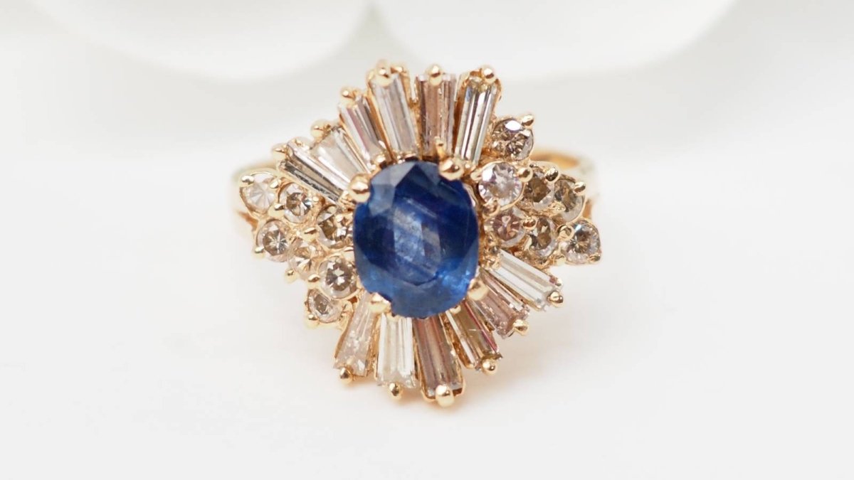 Bague Entourage en or rose saphir et diamants - Castafiore
