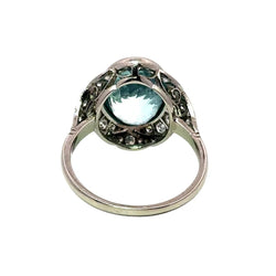 Bague Entourage en platine, aigue-marine et diamants - Castafiore