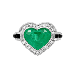 Bague Entourage en platine, émeraude, onyx et diamants - Castafiore